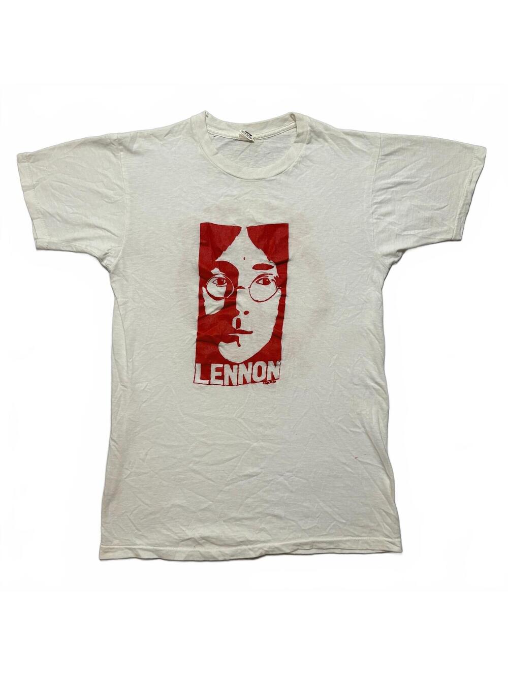 VTG 80's John Lennon The Beatles Big Face Graphic T-Shirt Men's L 100% Cotton